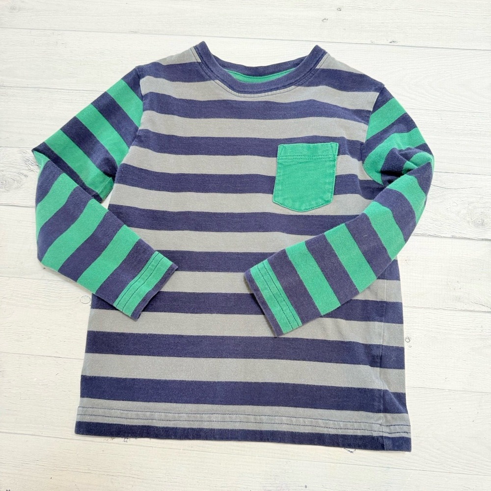 Hanna Andersson bogs green blue grey striped long sleeve shirt 110/5